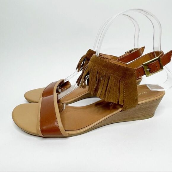 Morena Gabrielli Fringe Wedge Sandal Brown Size 8 - Picture 1 of 10